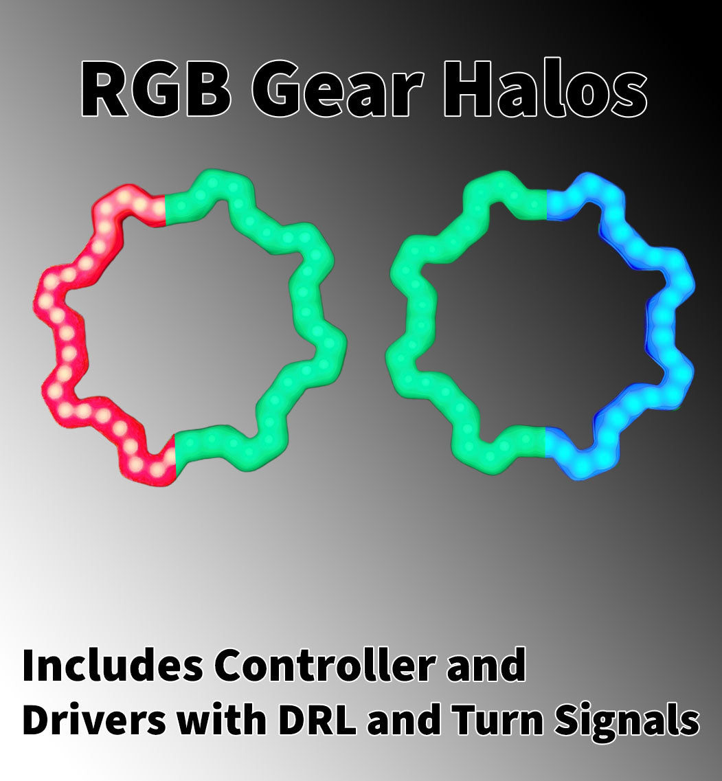 Gear RGB halos - Includes controller with DRL and Turn Signal Inputs