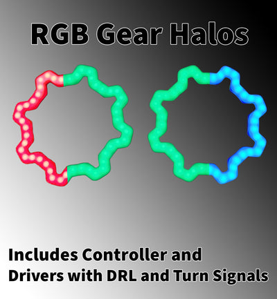 Gear RGB halos - Includes controller with DRL and Turn Signal Inputs