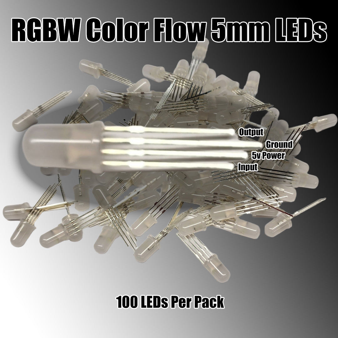 Color flow RGBW 5mm leds(100 count pack) - SK6812 RGBW
